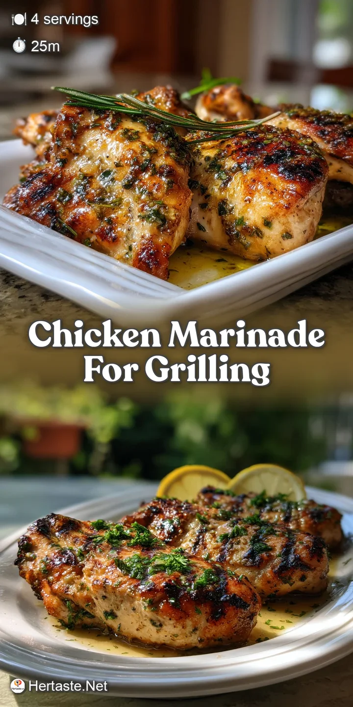 Close-up of grilled chicken: Crispy, caramelized edges with glistening pools of marinade. Fresh herbs add a pop of green t...