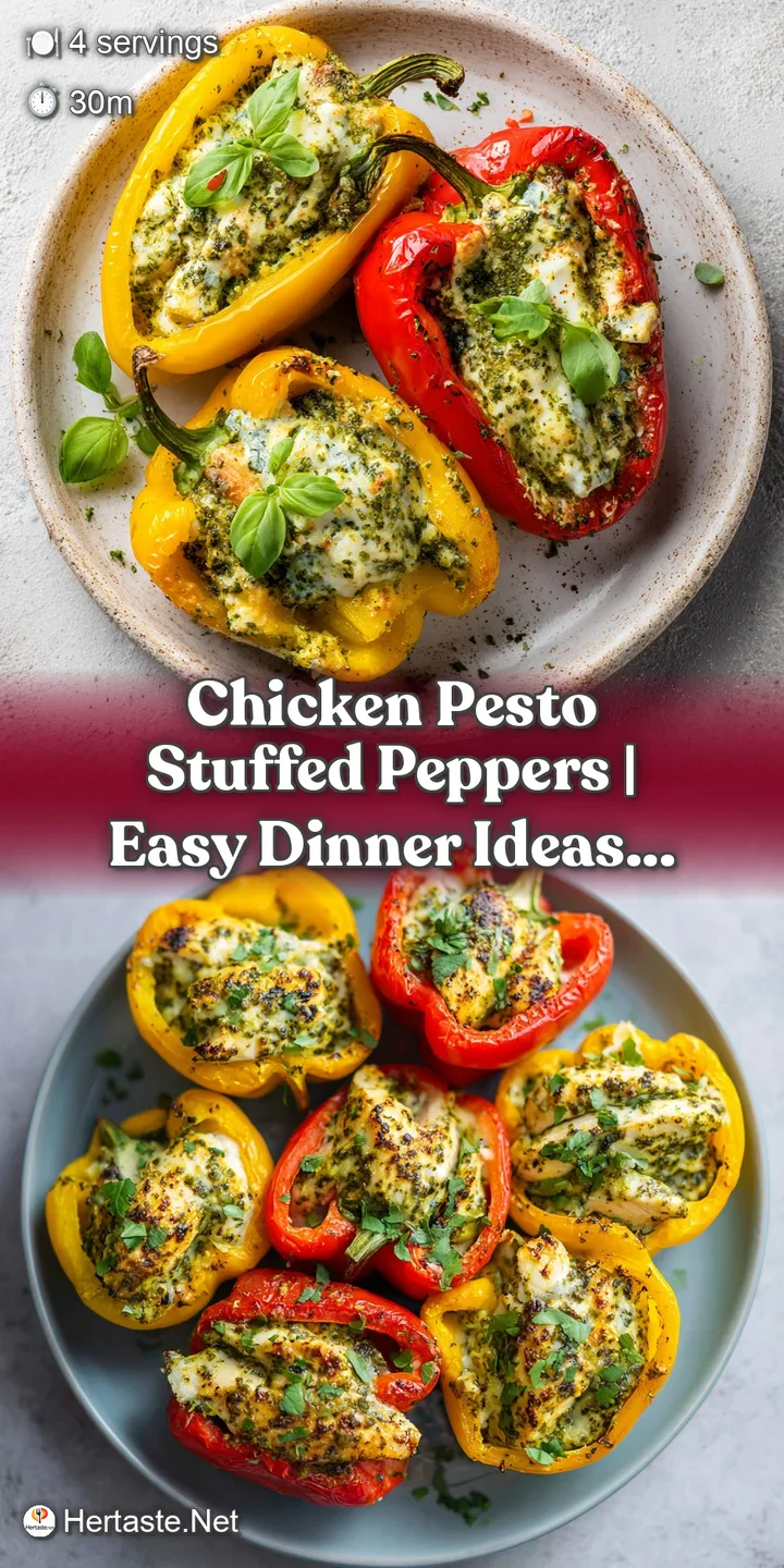 Close-up of tender bell pepper filled with juicy chicken and aromatic pesto, a tempting bite.