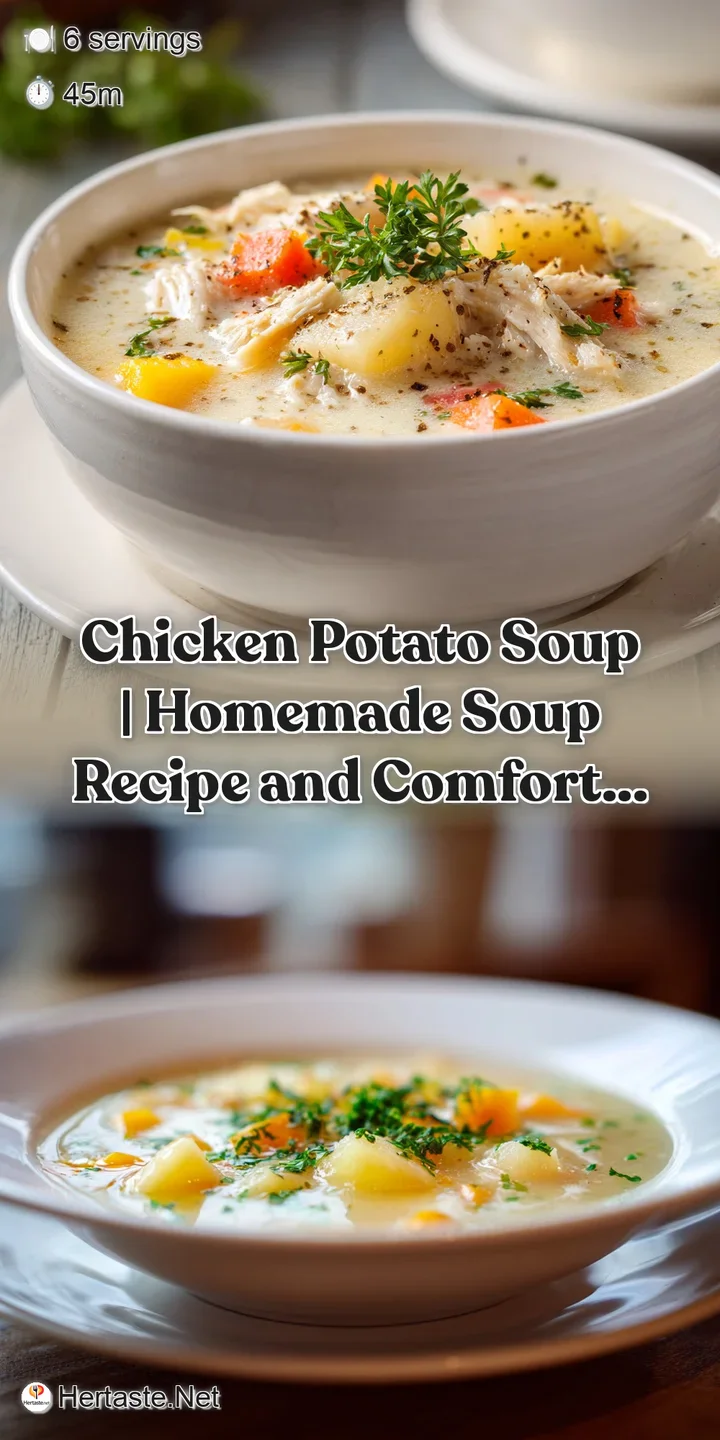 Close-up of a spoonful of chicken potato soup, showcasing creamy broth, tender chicken, and soft potatoes.