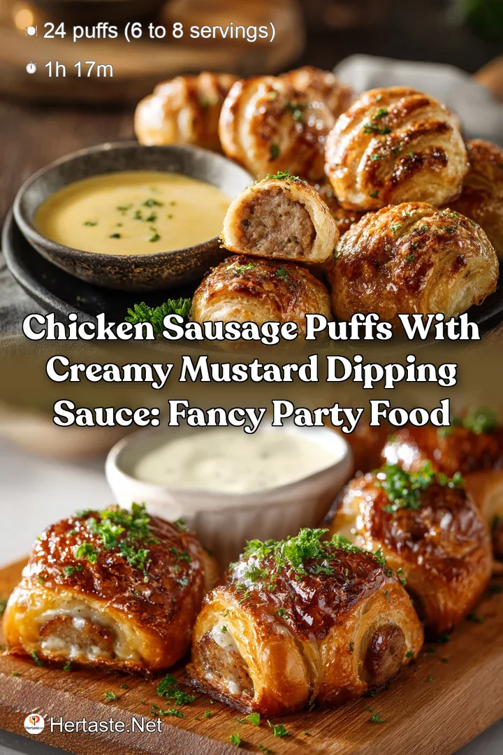 Chicken Sausage Puffs with Creamy Mustard Dipping Sauce: Fancy Party Food