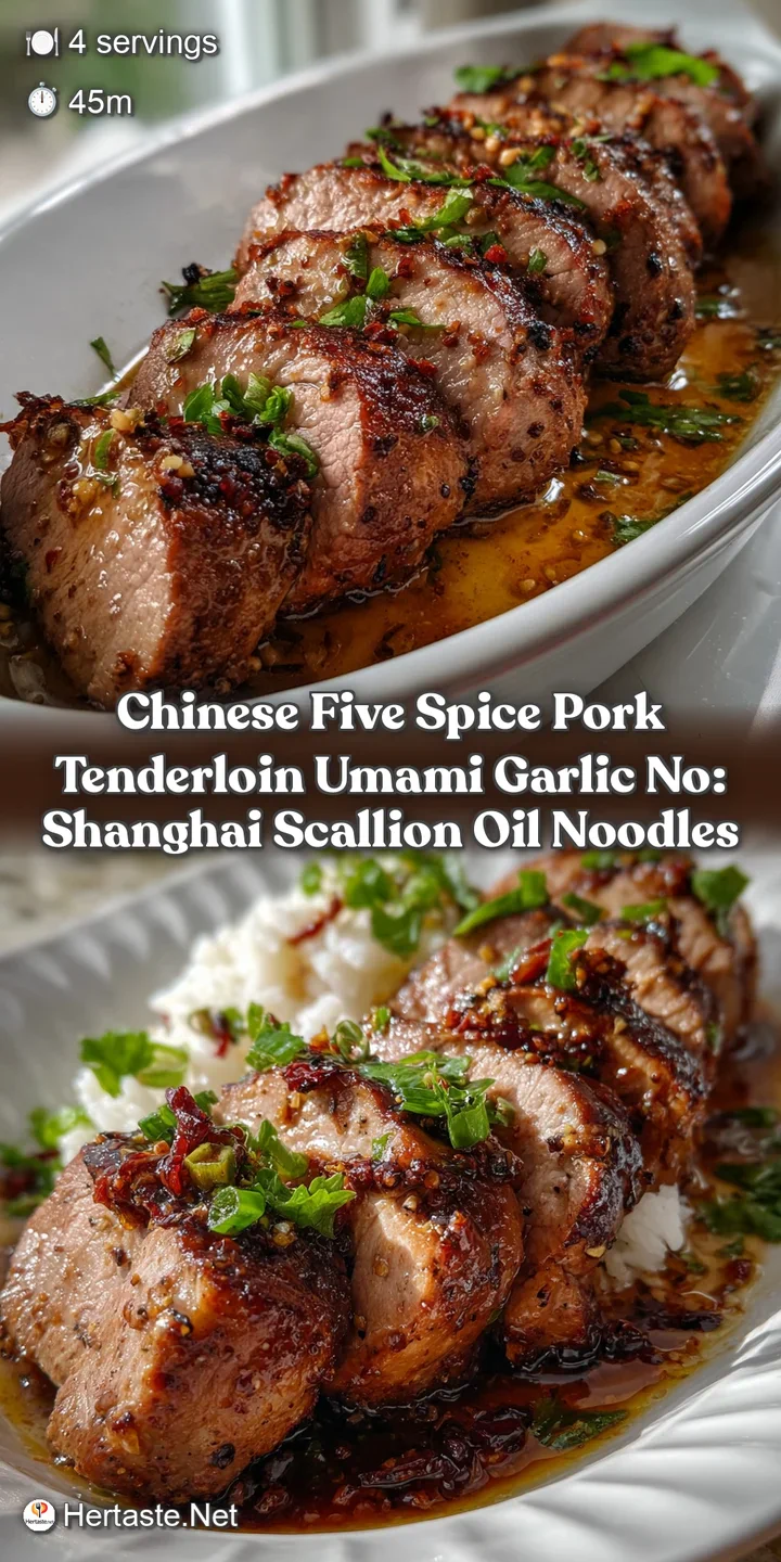 Chinese Five Spice Pork Tenderloin Umami Garlic No: Shanghai Scallion Oil Noodles
