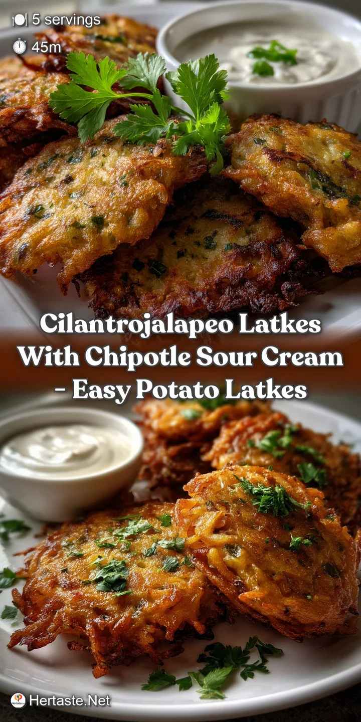 CilantroJalapeo Latkes with Chipotle Sour Cream - Easy Potato Latkes