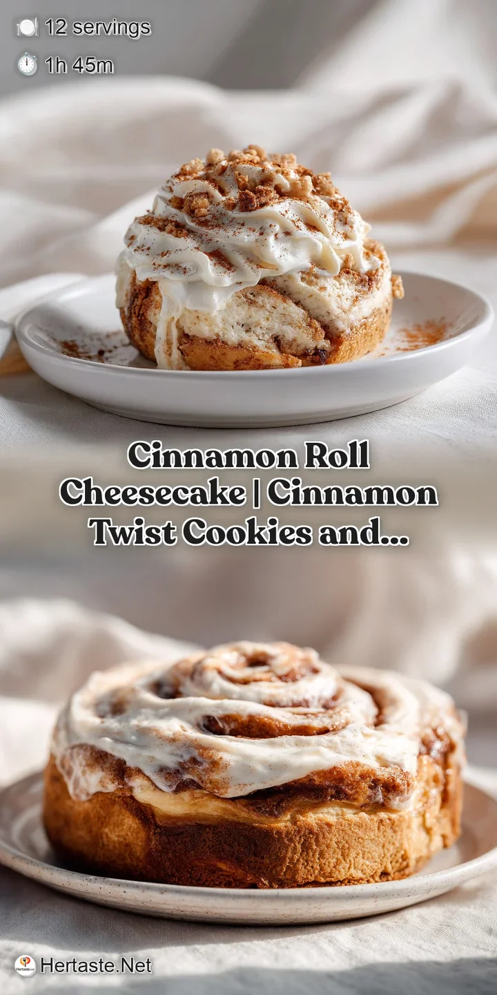 Close-up of creamy cheesecake swirled with warm cinnamon, a glossy icing glaze cascading down.