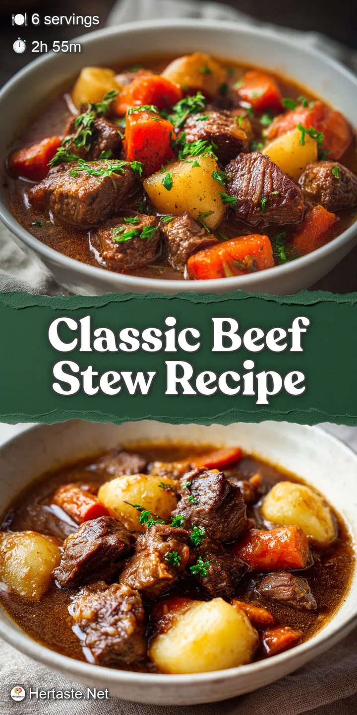 Close-up captures the hearty texture of tender beef chunks and soft carrots in a deep, flavorful stew, warm and inviting.