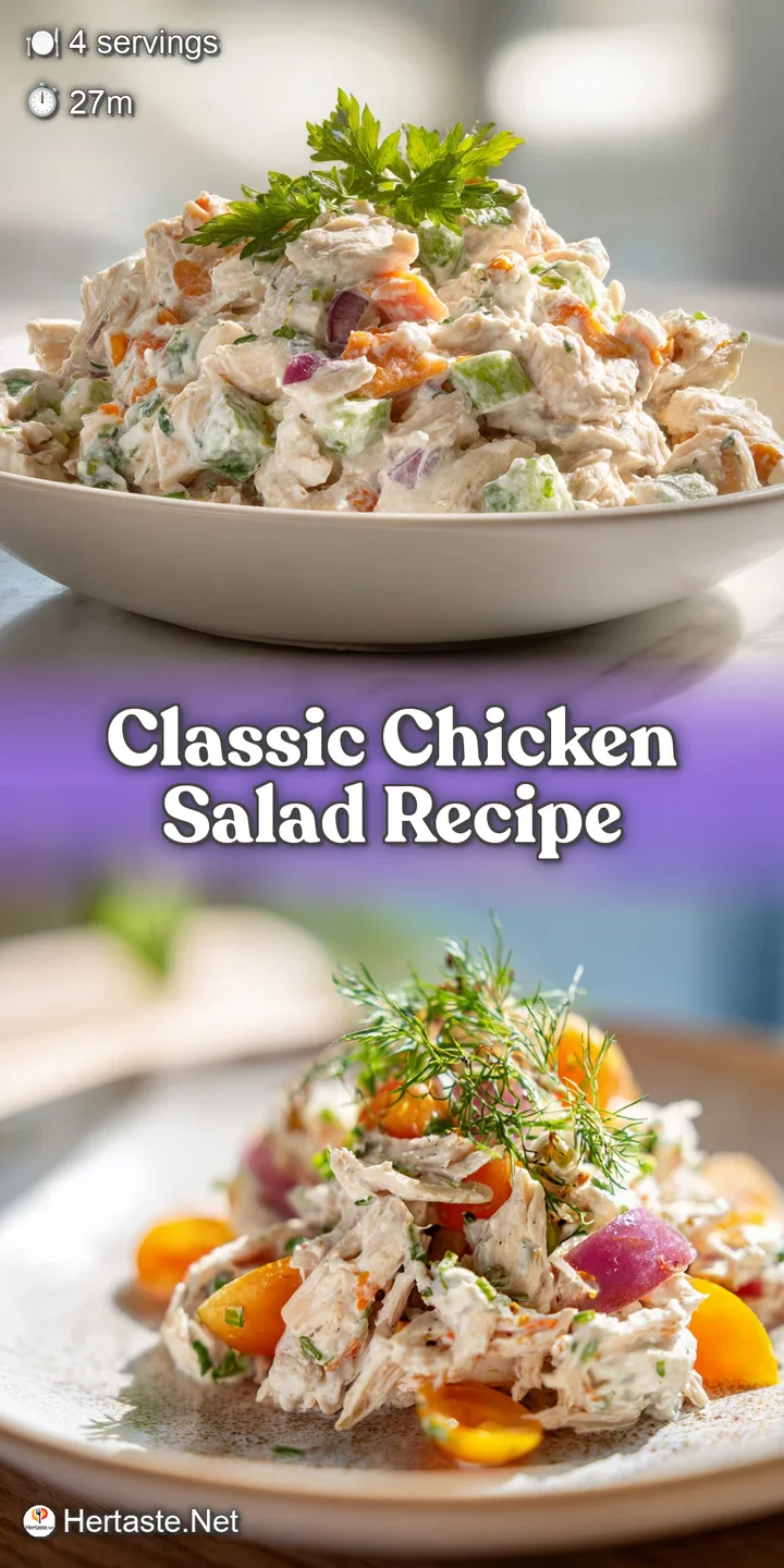 Close-up of vibrant chicken salad: chunks of chicken, juicy grapes, and crunchy celery coated in creamy mayonnaise.