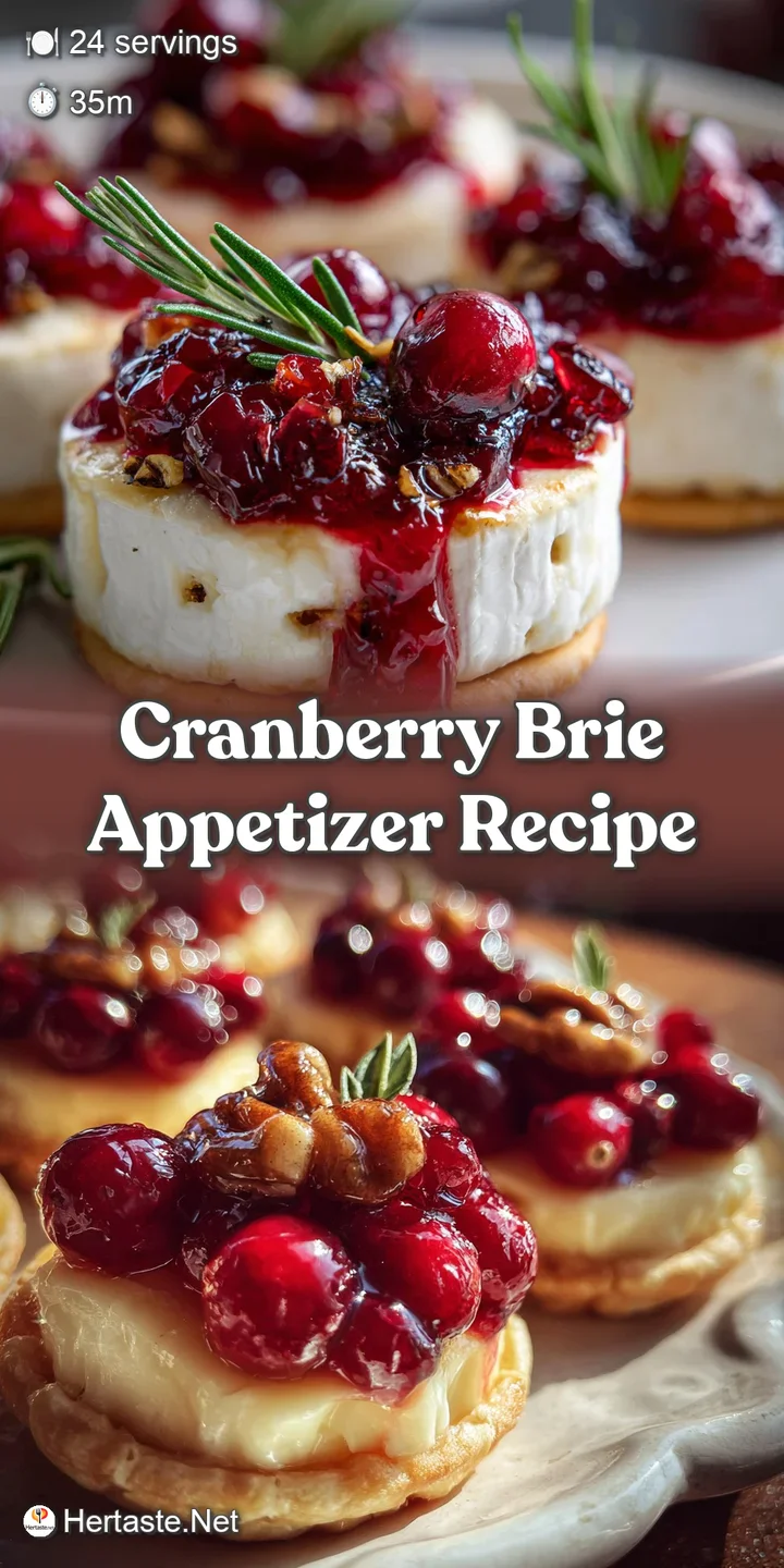 Close-up of a warm, golden-brown cranberry brie bite. See the oozing melted brie and glistening, plump cranberries.