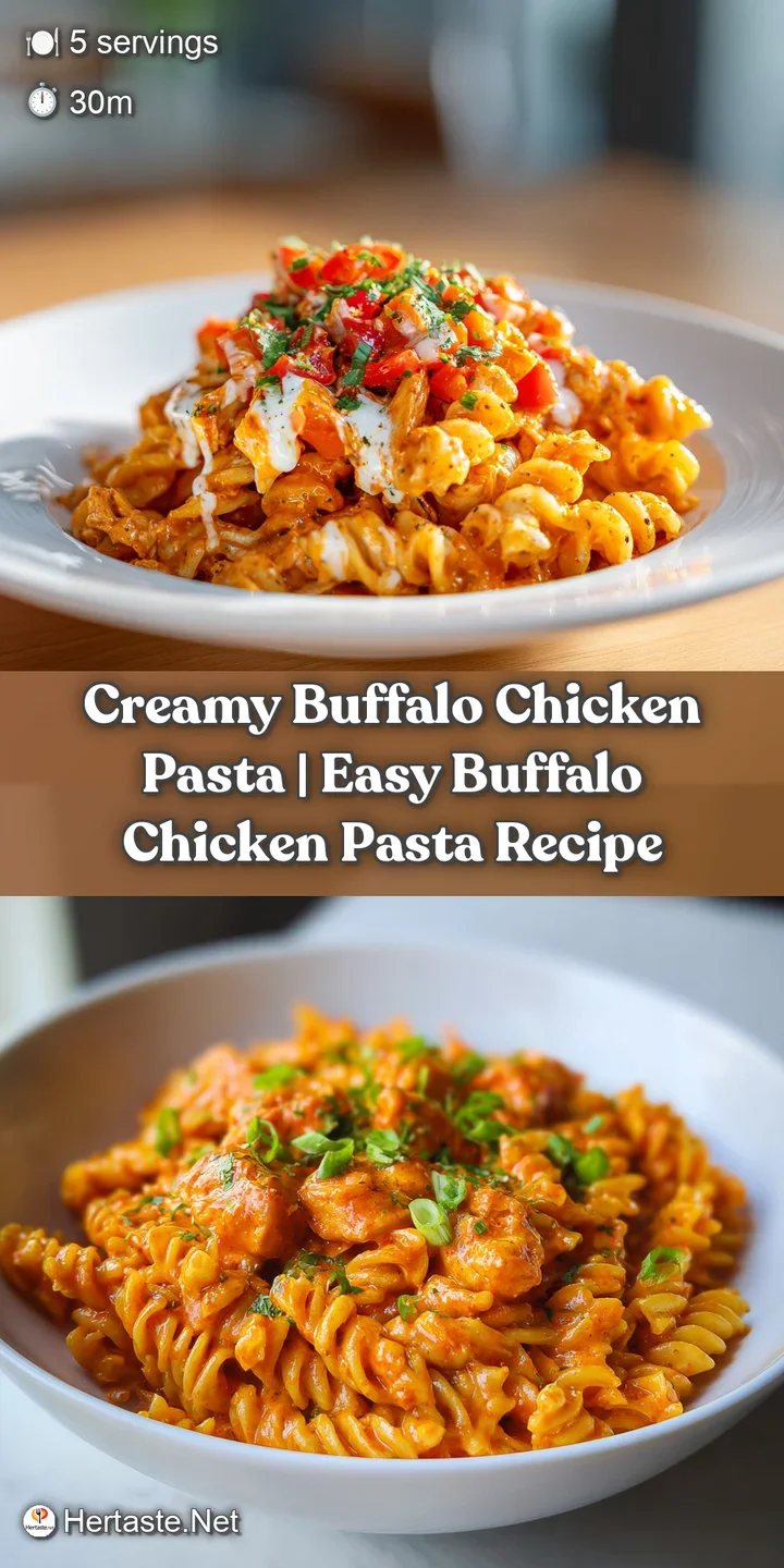 Close-up of tender shredded chicken in a rich, creamy orange buffalo sauce, glistening under the light.