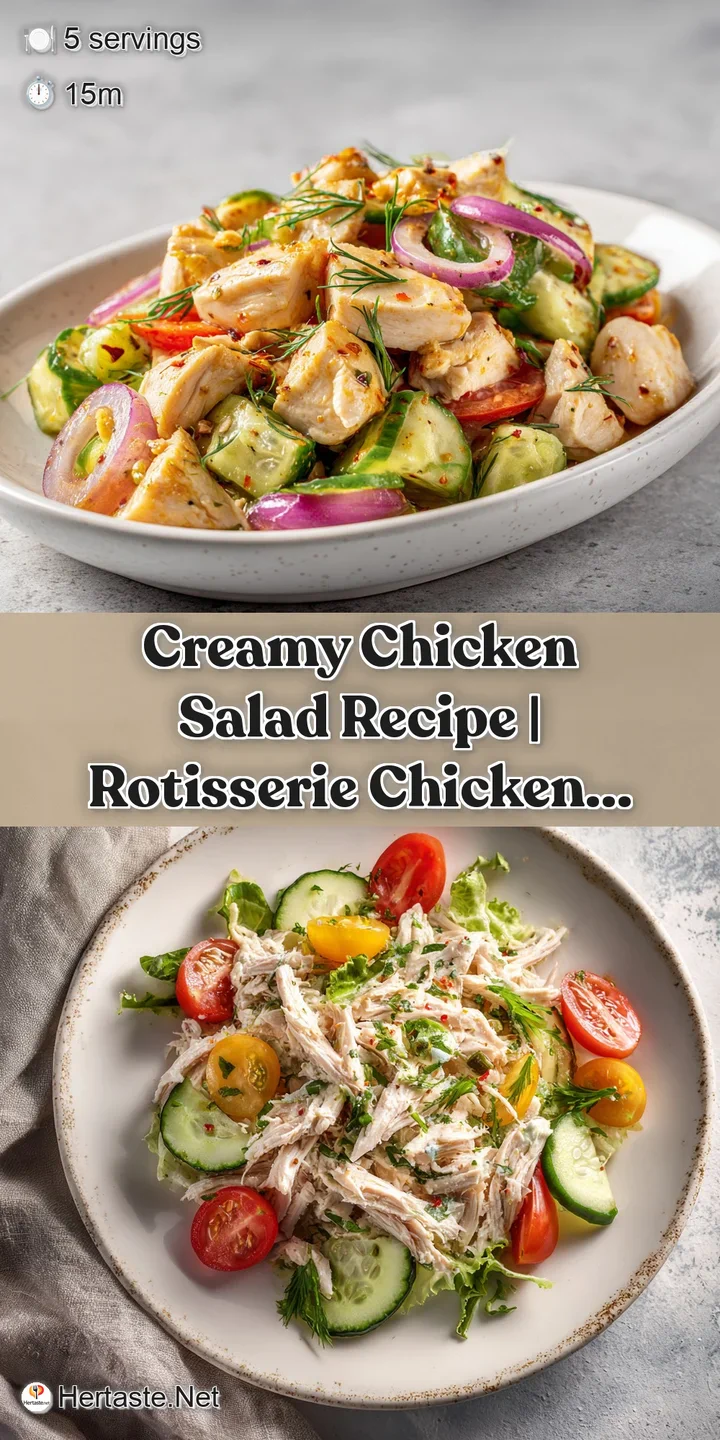 Close-up of creamy chicken salad with visible chunks of chicken, celery, and a hint of dill.