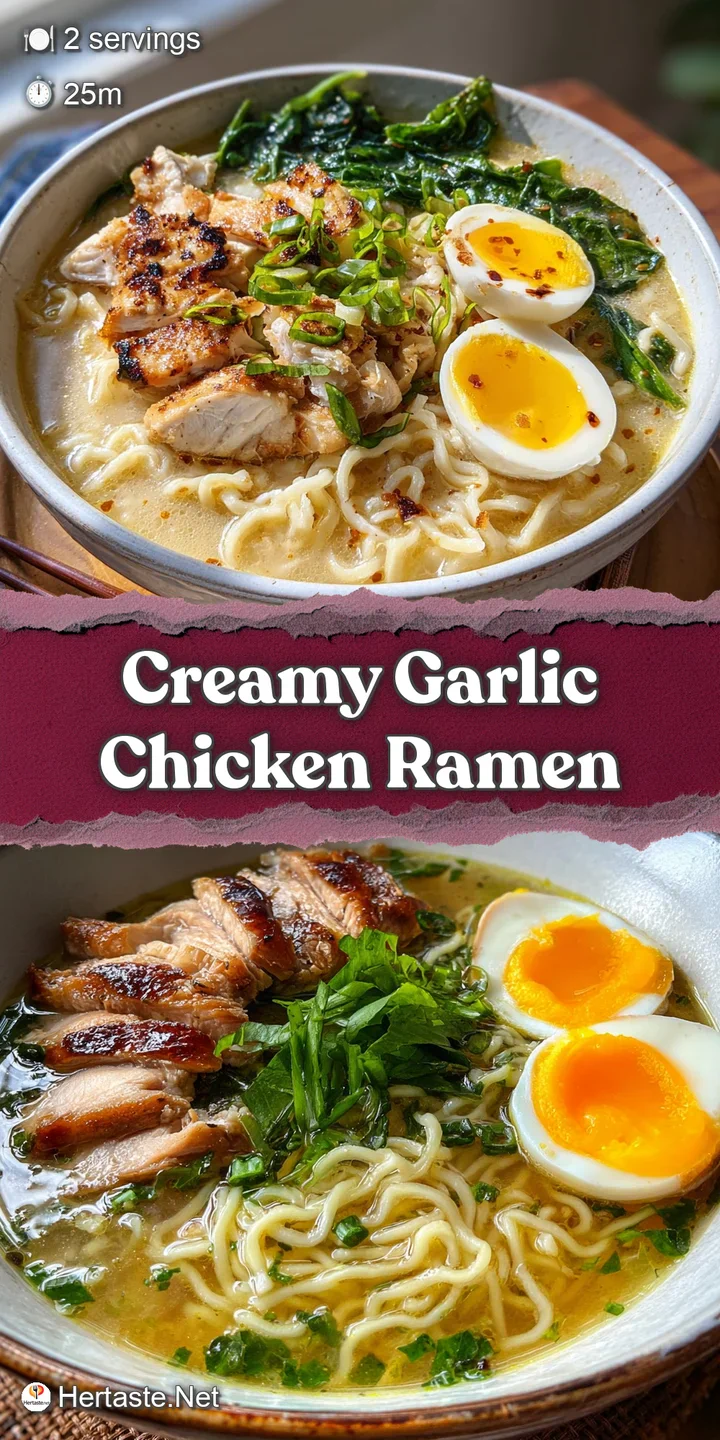 Close-up: Creamy ramen with tender chicken and bright scallions, steam rising gently, beckoning with its rich, flavorful b...
