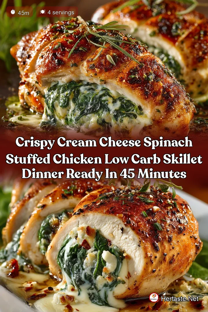 Crispy Cream Cheese Spinach Stuffed Chicken Low Carb Skillet Dinner Ready in 45 Minutes