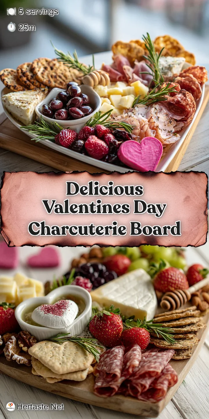 Close-up of a rich, creamy brie adorned with a glistening drizzle of honey, alongside plump red grapes and crispy breadsti...