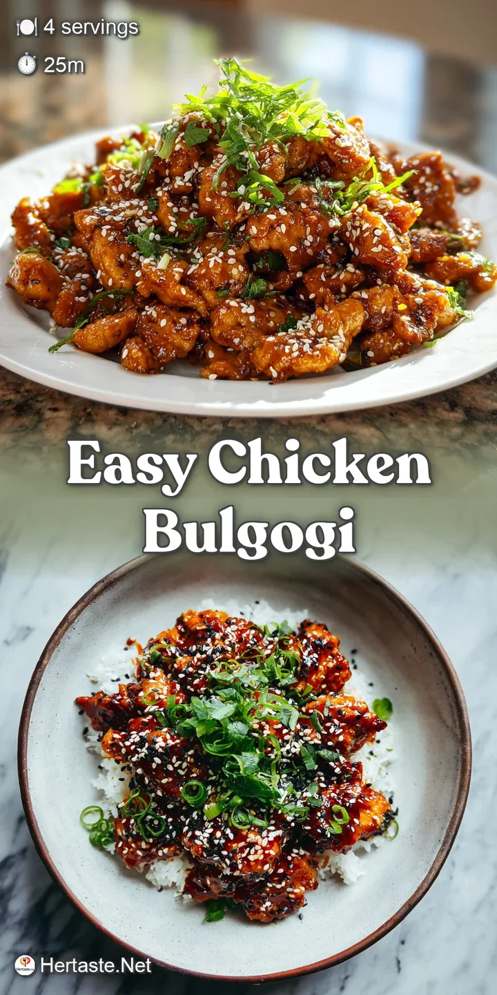 Close-up: juicy chicken bulgogi, glistening with ginger and sesame, hinting at savory and slightly sweet flavors.