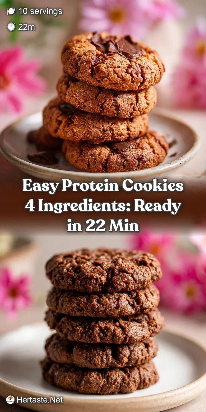 Close-up of a protein cookie revealing rich, browned edges & soft center, speckled with chocolate chips. Inviting, warm, f...