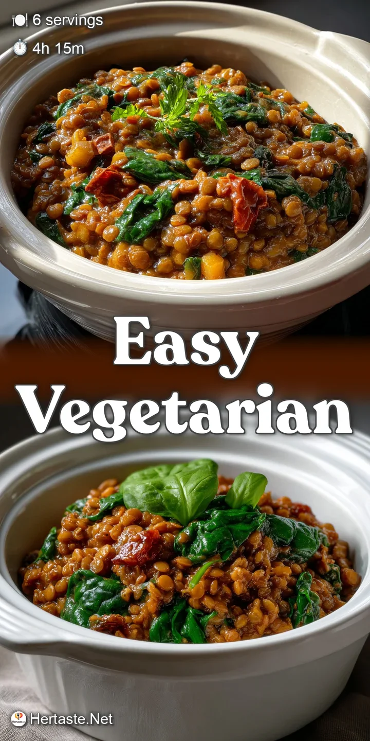 Close-up of a steaming bowl of lentils and spinach. The tender greens and hearty lentils create a beautiful and appetizing...