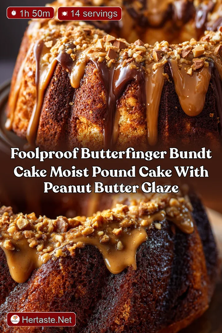 Foolproof Butterfinger Bundt Cake Moist Pound Cake with Peanut Butter Glaze