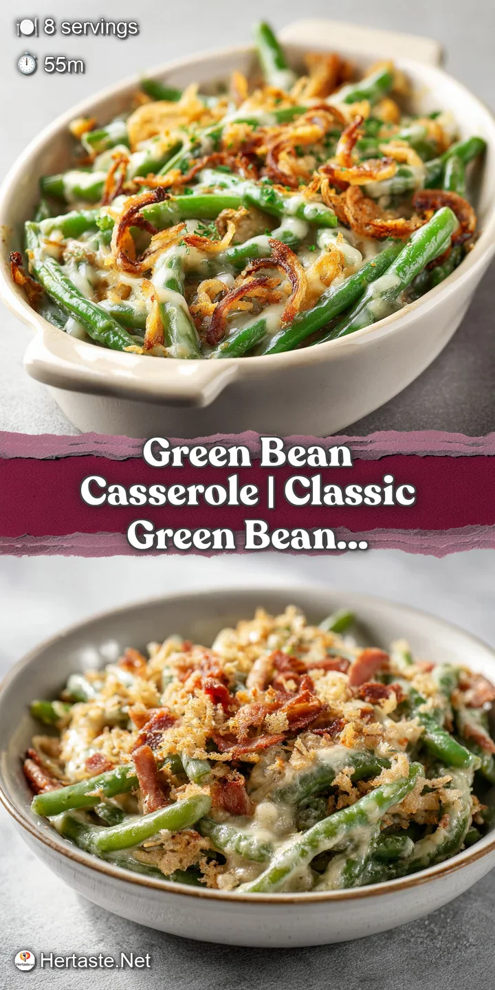 Close-up of a fork lifting a bite of creamy green bean casserole with glistening fried onion strings.