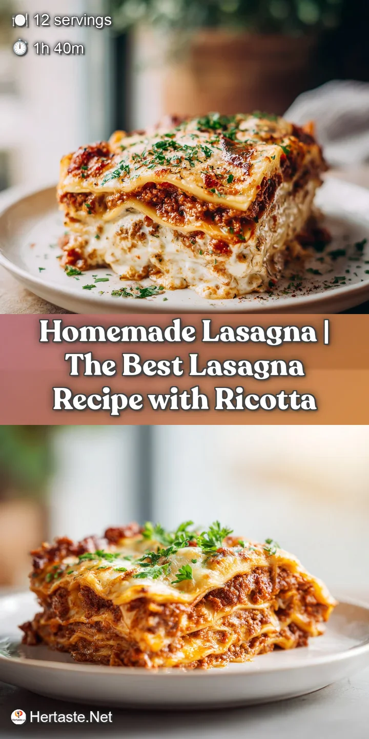 Close-up of tender pasta sheets layered with savory meat sauce and melted mozzarella cheese.