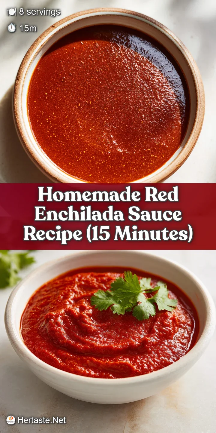 Close-up of glistening, vibrant red enchilada sauce, revealing a smooth, slightly textured surface with flecks of spices.