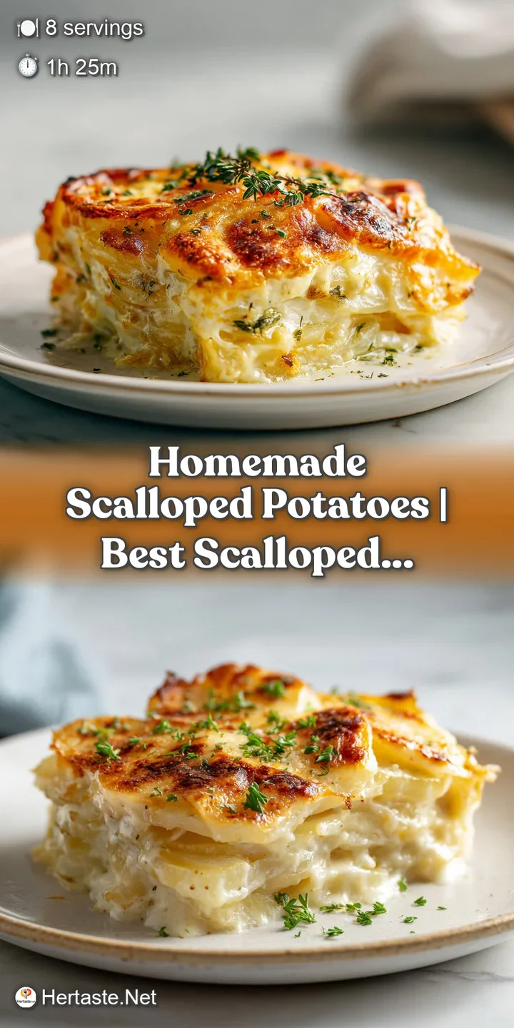 Close-up of tender potato slices baked in a rich, creamy sauce, glistening under golden crust.