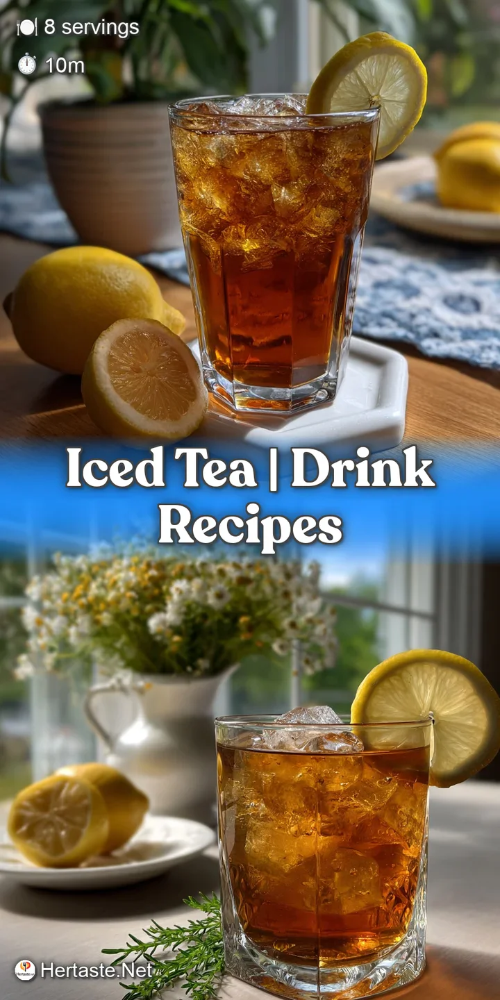 Close-up of chilled iced tea swirling with lemon. Translucent amber liquid with bright citrus adds refreshing cool feel.