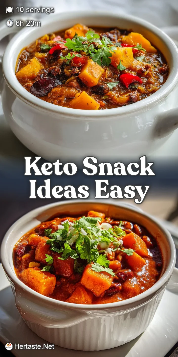 Close-up of hearty pumpkin chili; the creamy swirls contrast with the deep orange hue, topped with a sprinkle of fresh cil...