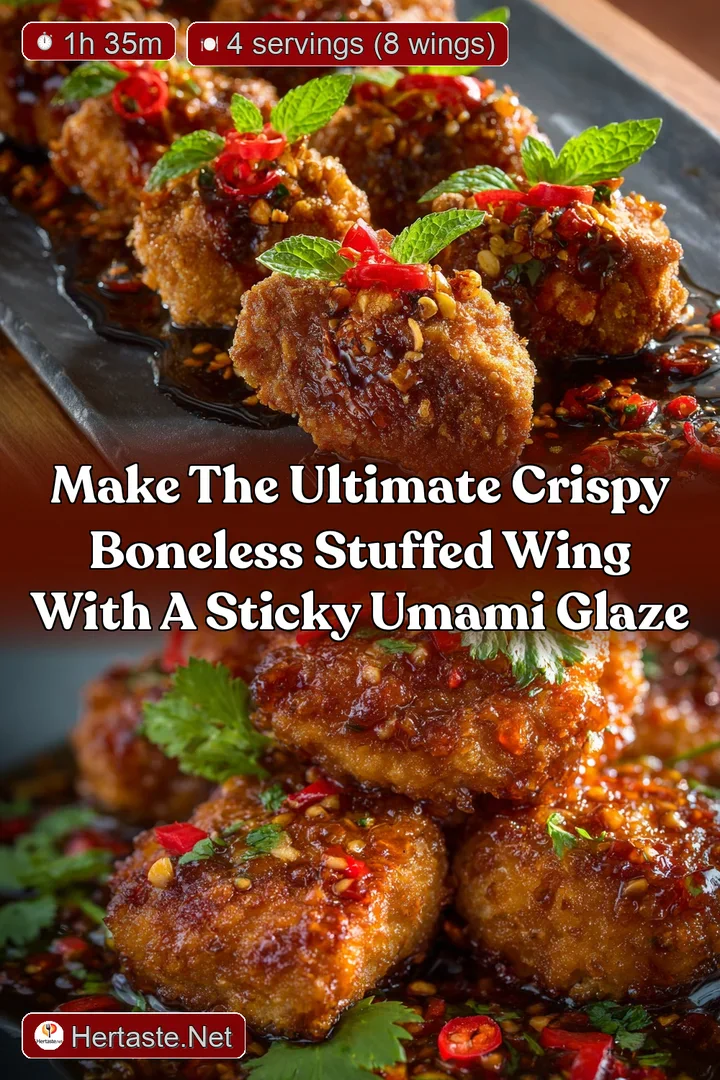 Make the Ultimate Crispy Boneless Stuffed Wing with a Sticky Umami Glaze