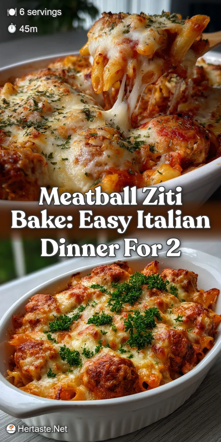 Meatball Ziti Bake: Easy Italian Dinner For 2