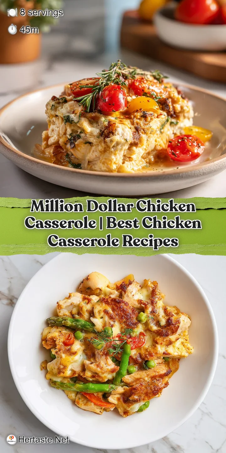 Close-up of bubbling chicken casserole showing creamy sauce, shredded chicken, and a golden crust.