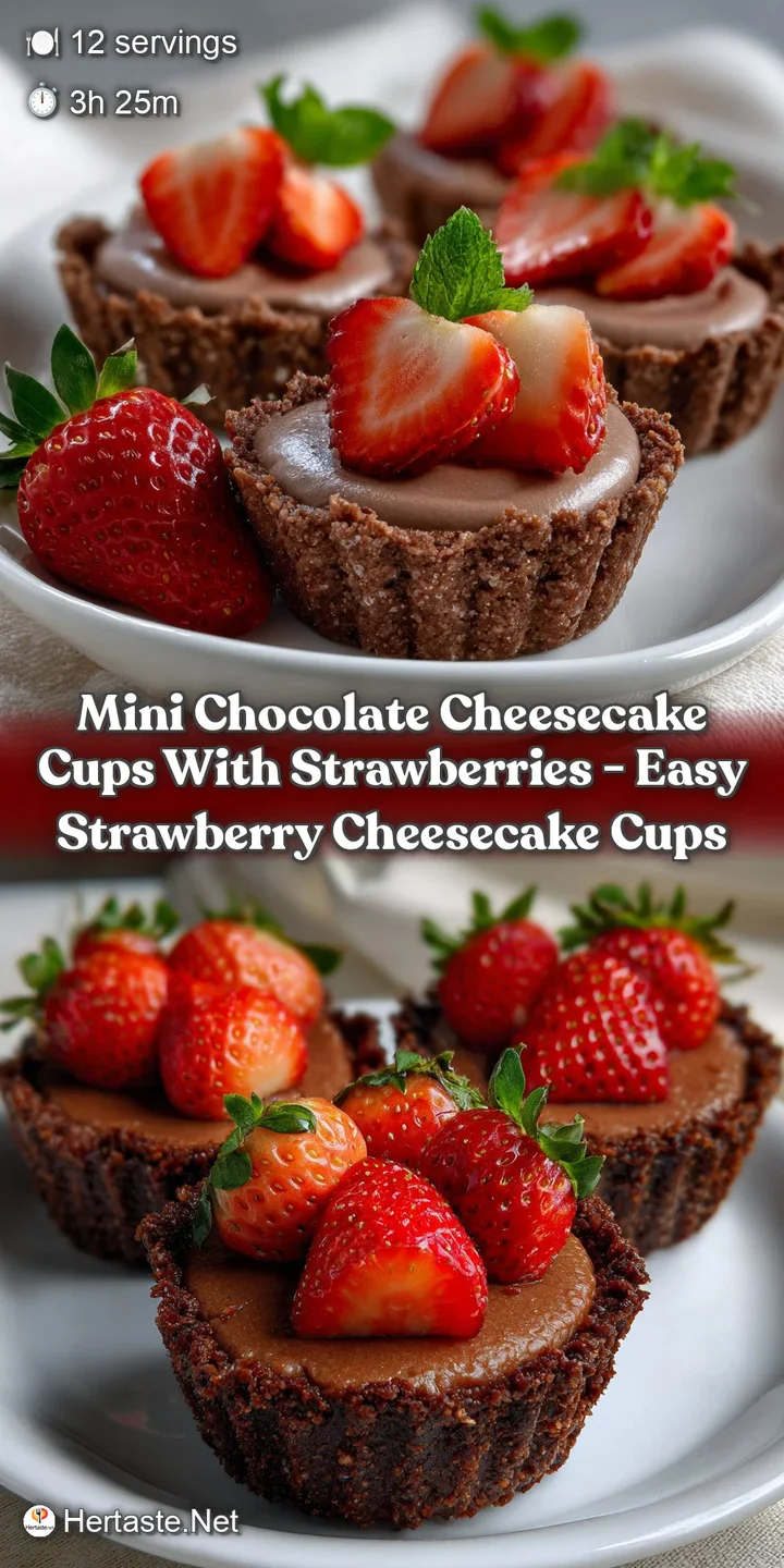 Mini Chocolate Cheesecake Cups with Strawberries - Easy Strawberry Cheesecake Cups
