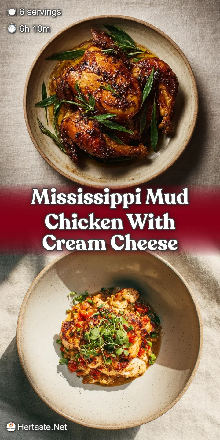 Close-up of tender chicken smothered in a rich, dark sauce with melted cream cheese. A tempting and flavorful bite.