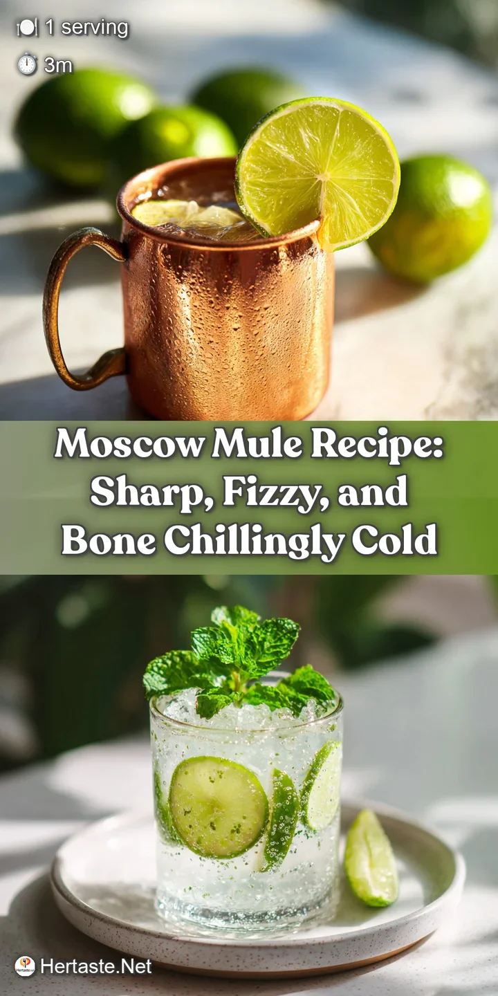 Close-up of a refreshing Moscow Mule with condensation on the copper mug, showcasing the fizzy bubbles and lime garnish.