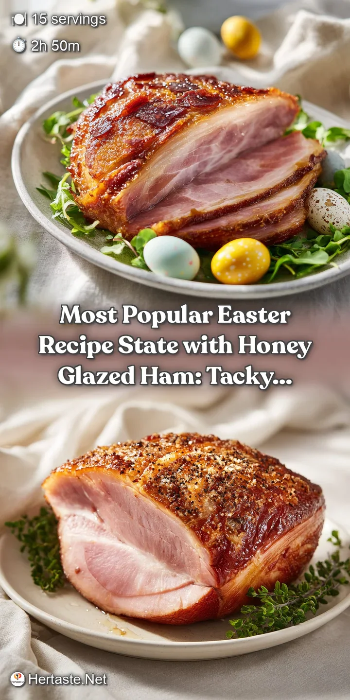 Close-up on honey-glazed ham with crispy edges, highlighting a sweet, caramelized crust and juicy interior.