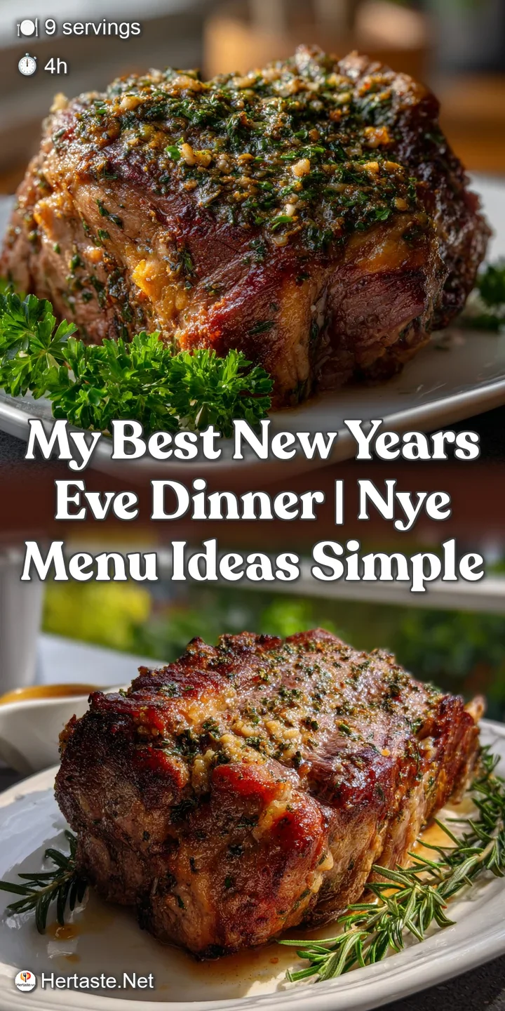 Close-up of a juicy, perfectly cooked prime rib with a crispy, seasoned crust. Hints of pink interior and aromatic steam r...