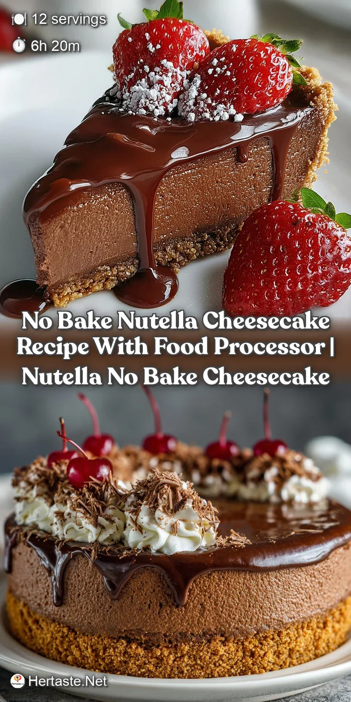 Close-up of a spoonful of creamy cheesecake, revealing a smooth, glossy Nutella center and the texture of crushed graham c...