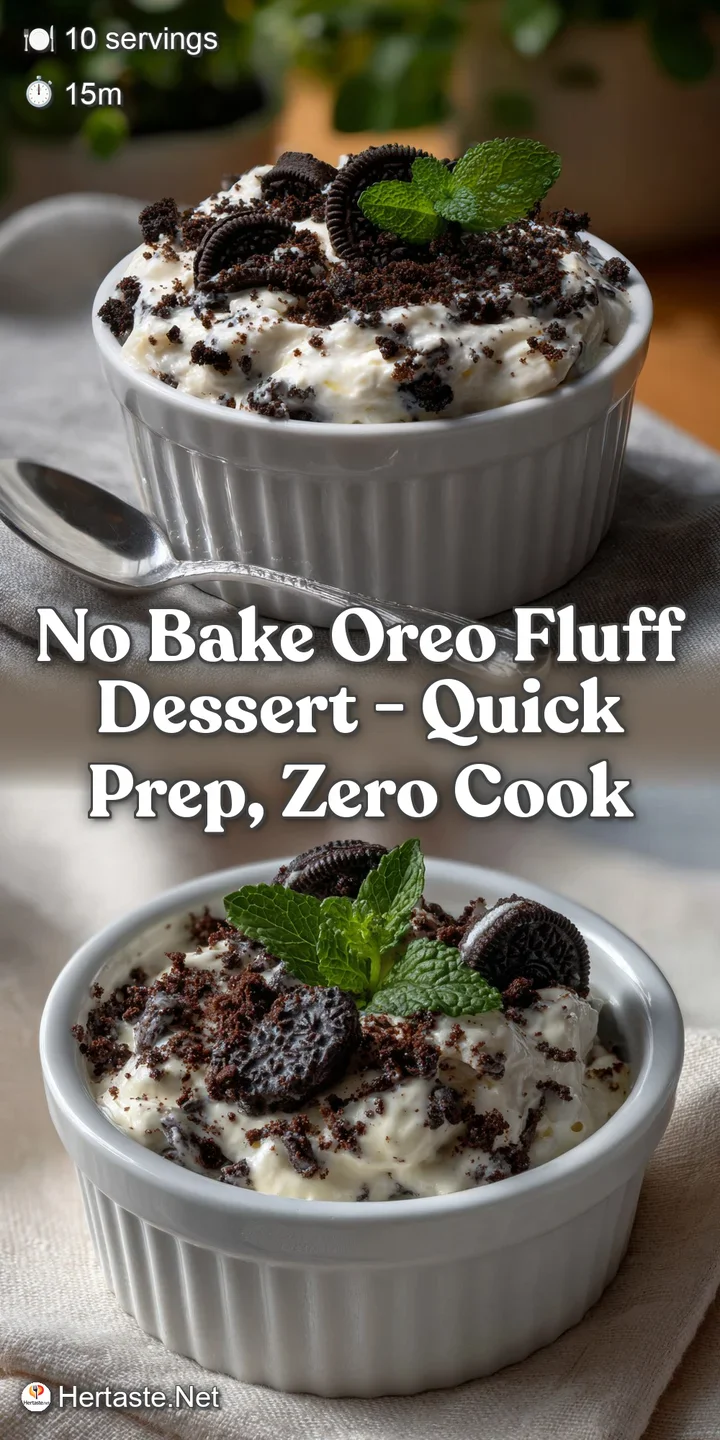 Creamy white dessert, layered with dark chocolate cookie crumbs. A fluffy, chilled treat with a light, airy texture.