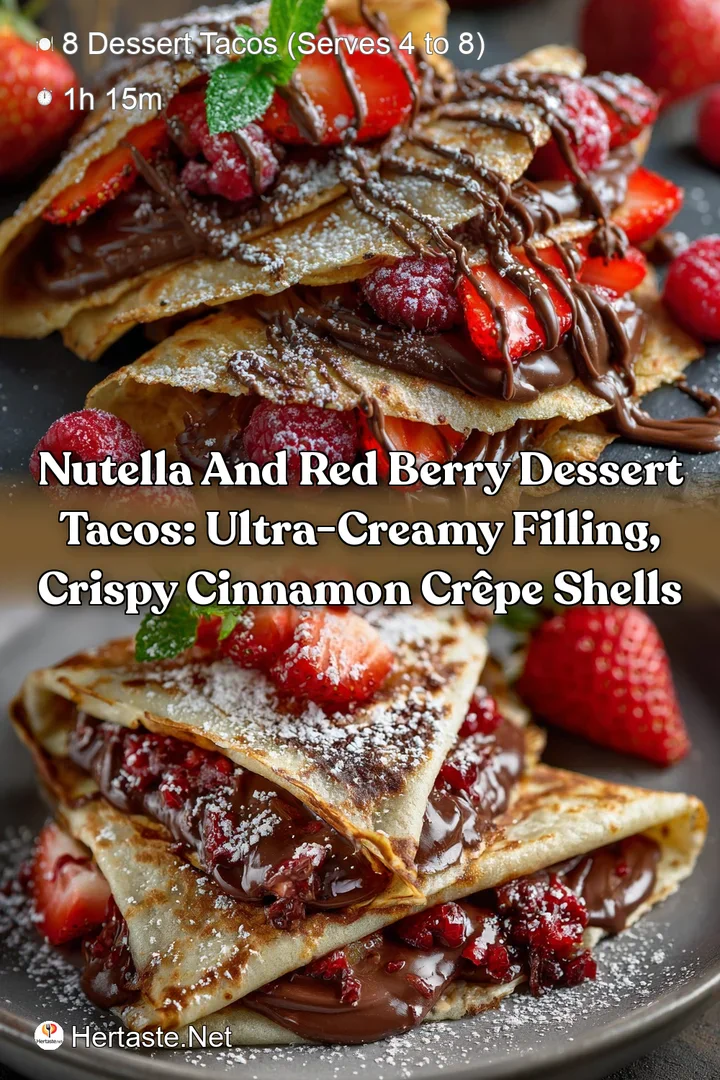 Nutella and Red Berry Dessert Tacos: Ultra-Creamy Filling Crispy Cinnamon Cr&ecirc;pe Shells
