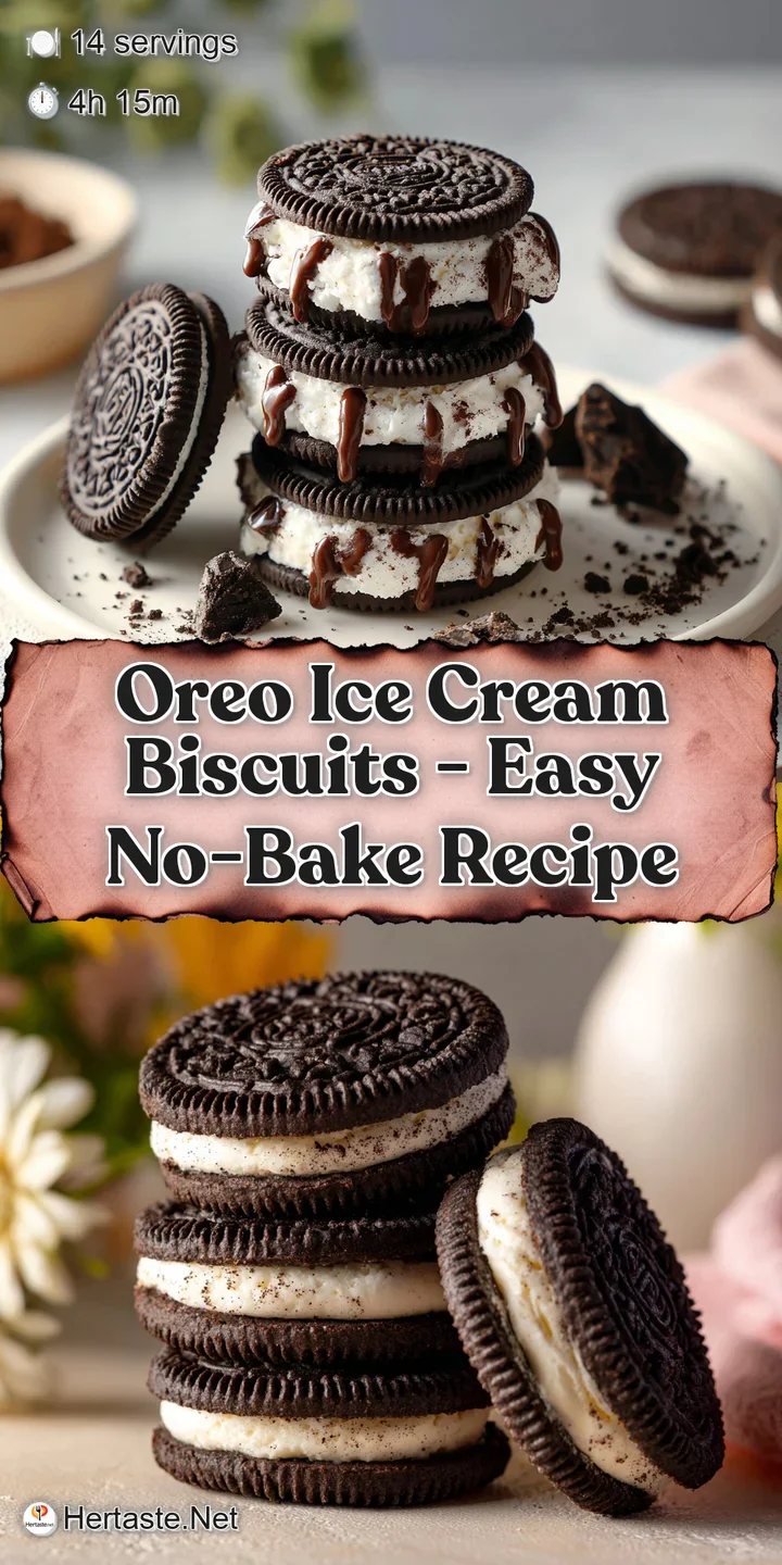Close-up of an Oreo ice cream biscuit, showing the vanilla ice cream center and the texture of the dark chocolate cookies.