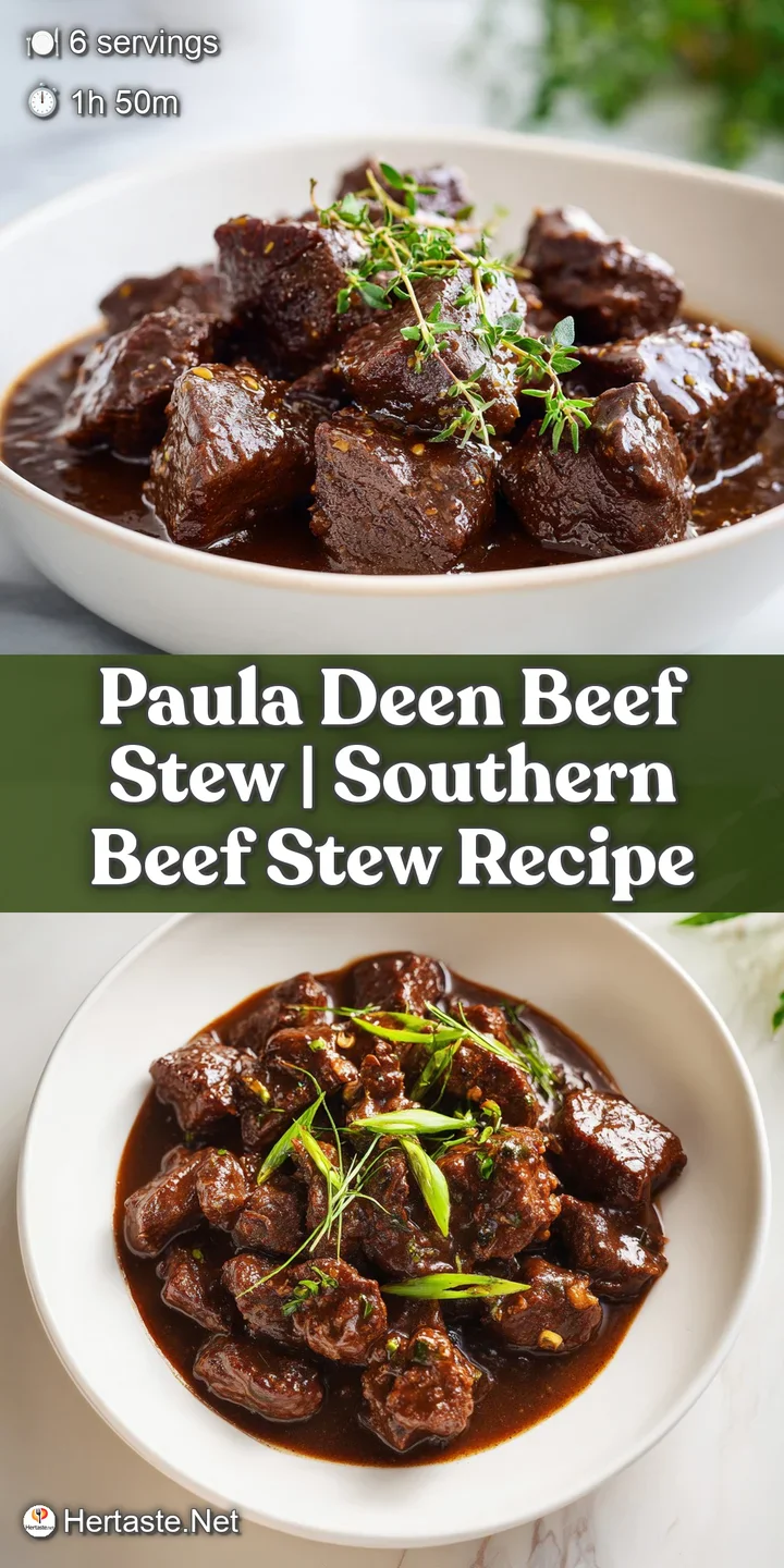 Close-up of tender beef cubes and softened carrots coated in a thick, shimmering brown sauce with rising steam.