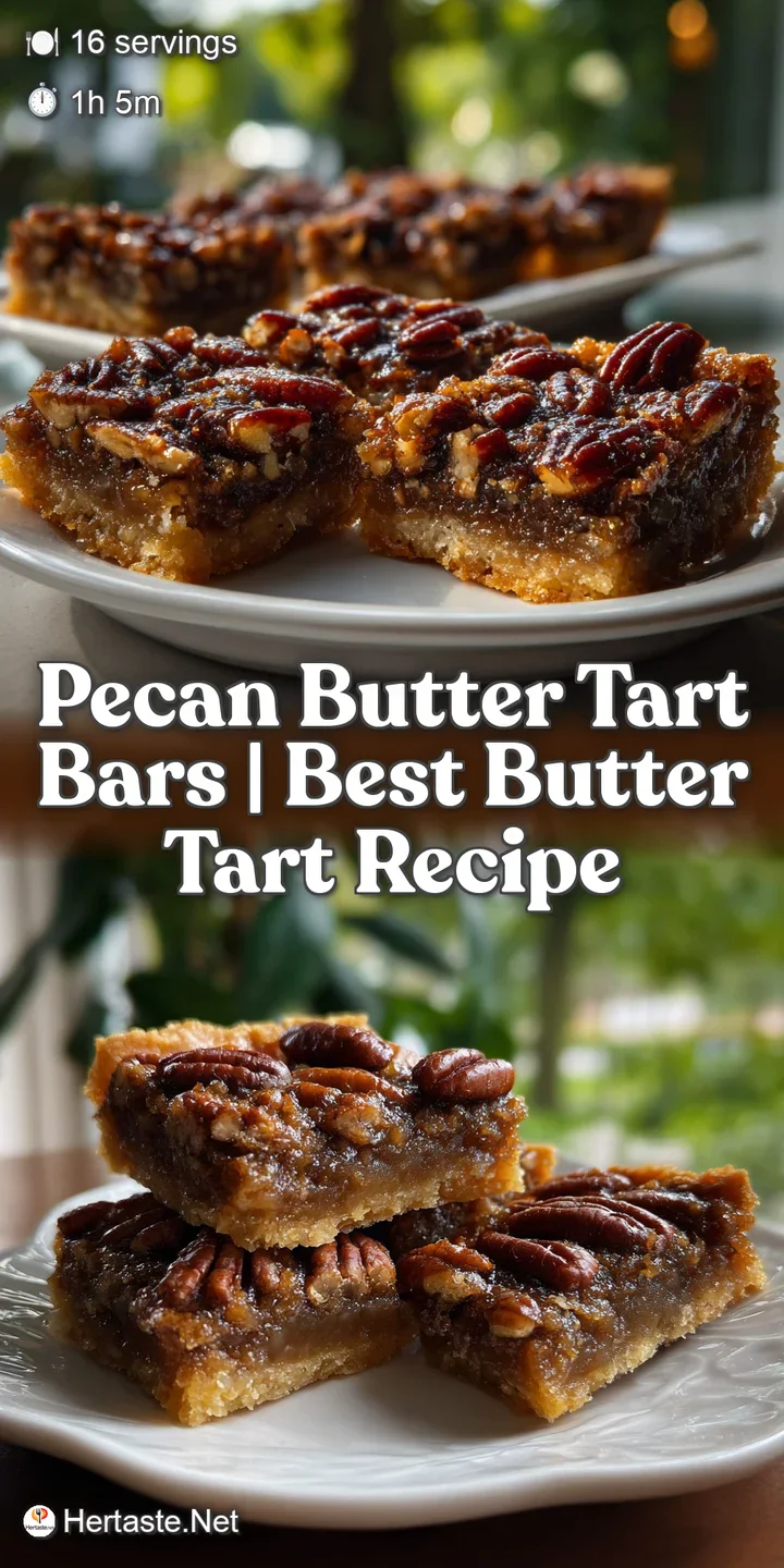 Close-up of a maple-infused pecan butter tart bar reveals a buttery, flaky crust with a gooey pecan filling, glistening wi...