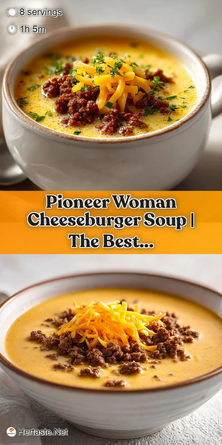 Macro shot of velvety yellow cheese soup showing textured ground beef and tender pieces of potato and carrot.