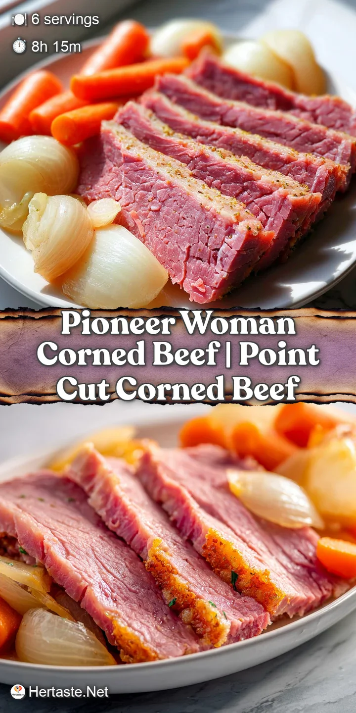 Close-up of moist, succulent corned beef slices showing a tender grain, garnished with fresh parsley and steam.