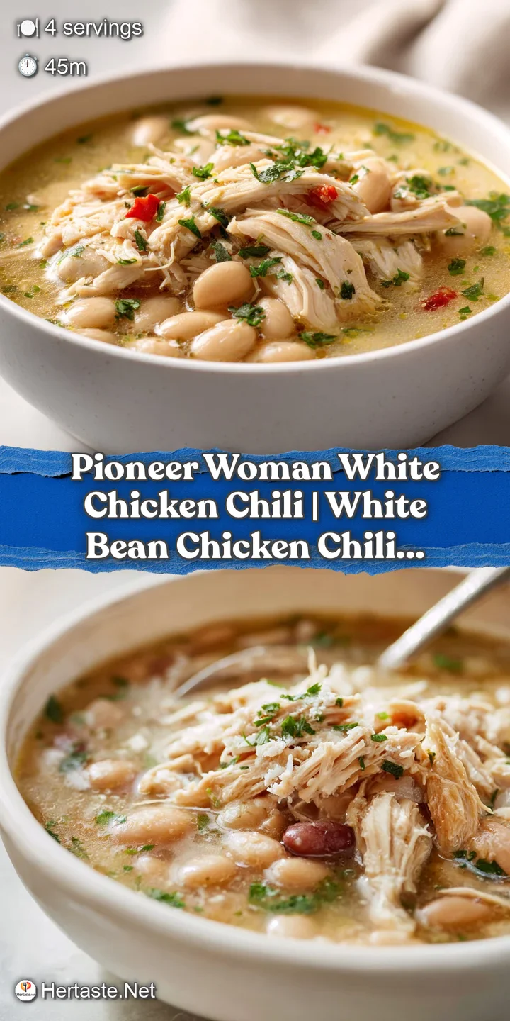 Close-up of chunky white chicken and beans in a rich, creamy broth with melted cheese and vibrant green cilantro.