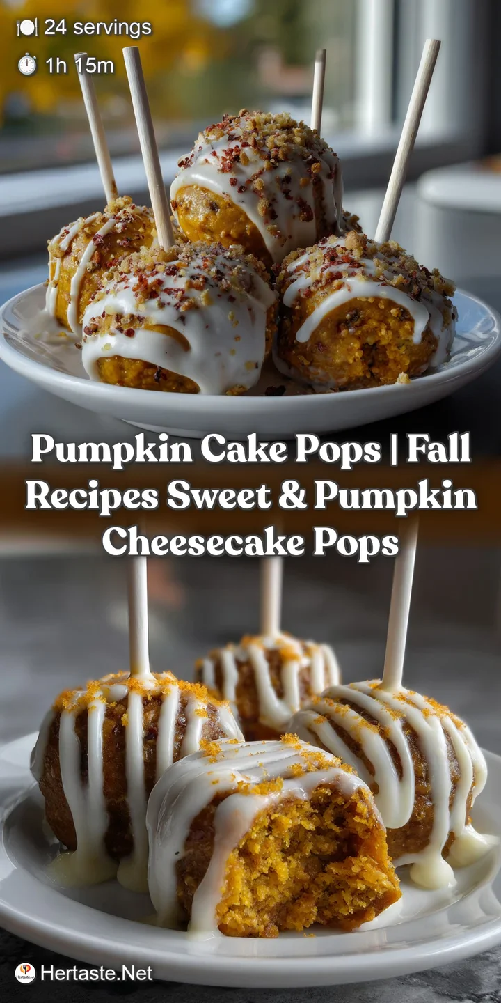 A close-up of a spiced pumpkin cake pop revealing a tender, velvety texture. The rich orange color is complemented by a sw...