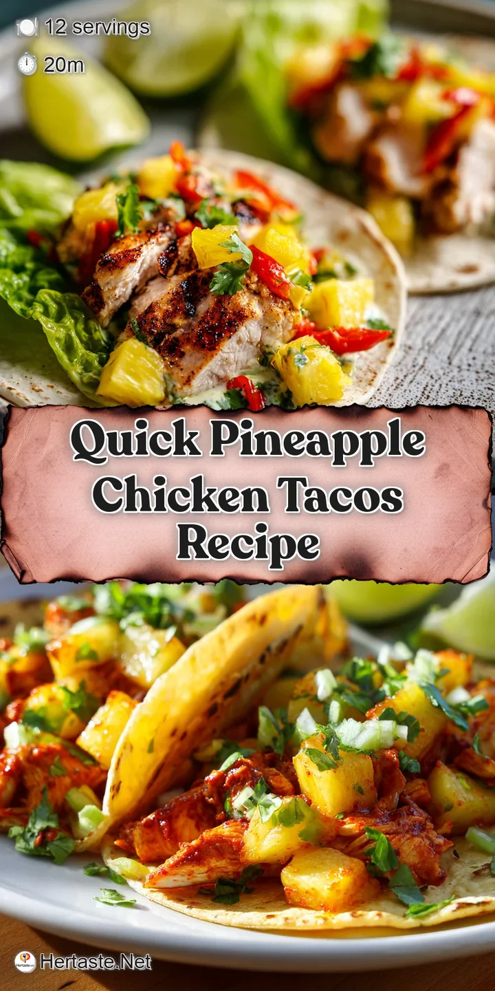 Mouthwatering view of chicken and pineapple taco filling, with caramelized bits and a burst of vibrant color from the cila...
