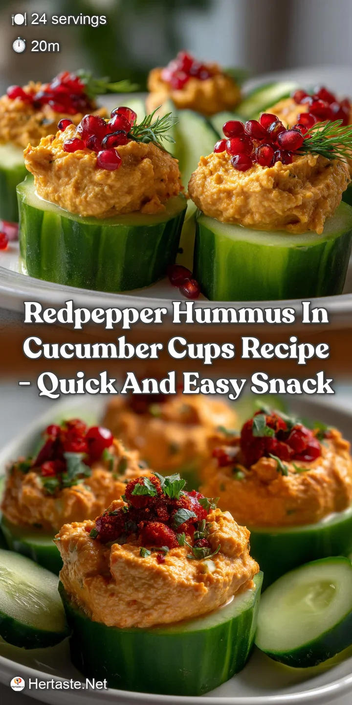 RedPepper Hummus in Cucumber Cups Recipe - Quick and Easy Snack