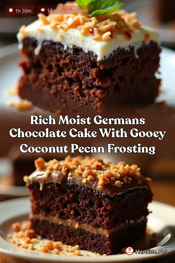 Rich Moist Germans Chocolate Cake with Gooey Coconut Pecan Frosting