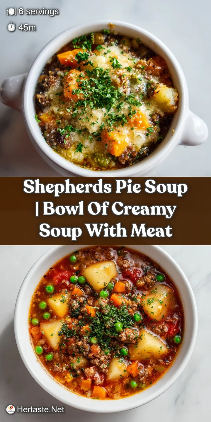 Close-up of tender ground beef and tender peas peeking through fluffy, browned mashed potato.