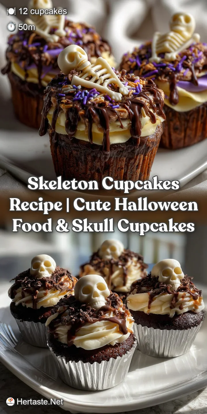 Skeleton Cupcakes Recipe | Cute Halloween Food & Skull Cupcakes