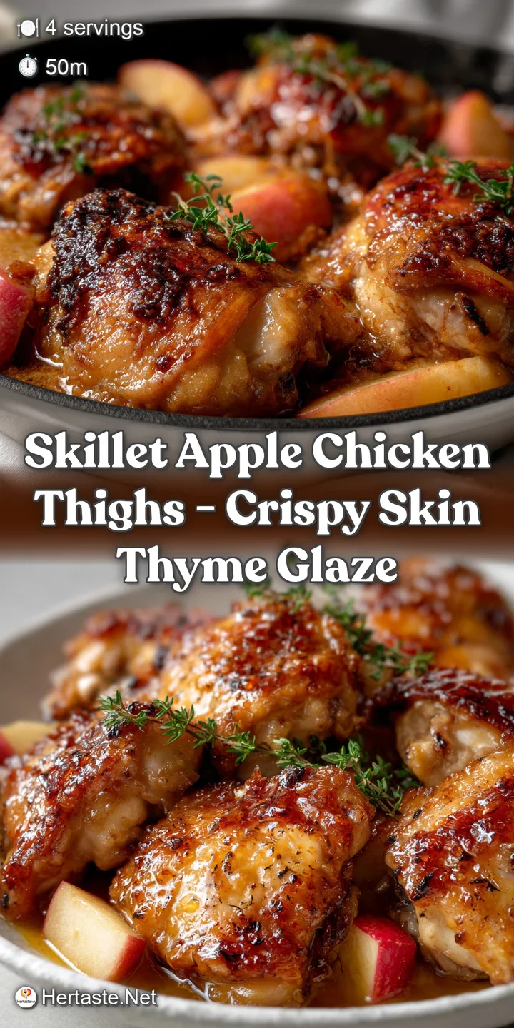 Skillet Apple Chicken Thighs - Crispy Skin Thyme Glaze