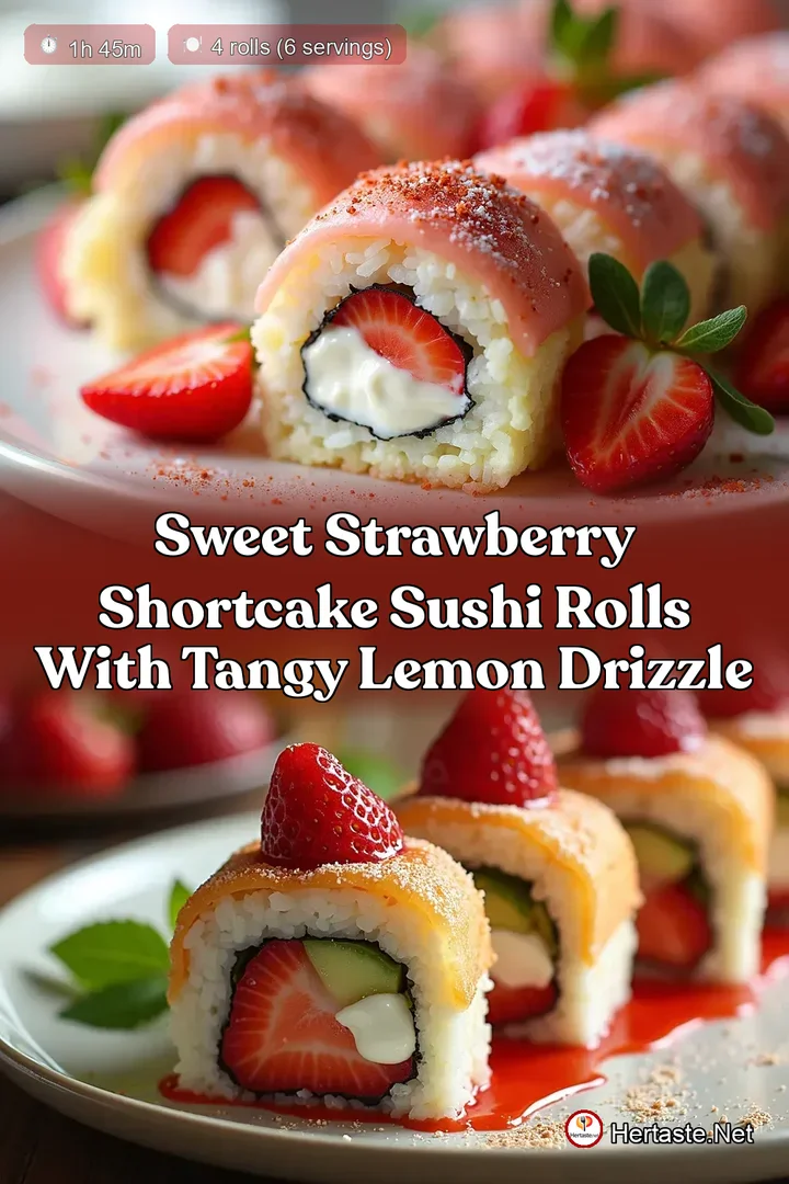 Sweet Strawberry Shortcake Sushi Rolls with Tangy Lemon Drizzle